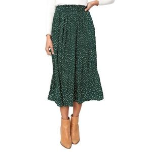 Green Polka-dotted Maxi Skirt